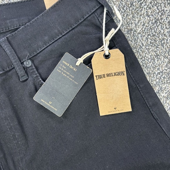 NEW True Religion Halle Super Skinny Jeans Womens 31 Black Denim USA Made Casual - Picture 6 of 16
